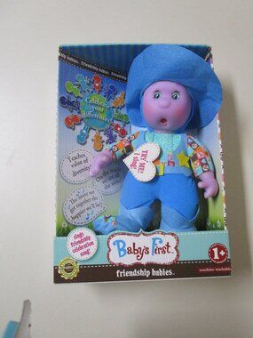 NIB Vintage Baby's First Friendship Baby doll purple face inclusion differences